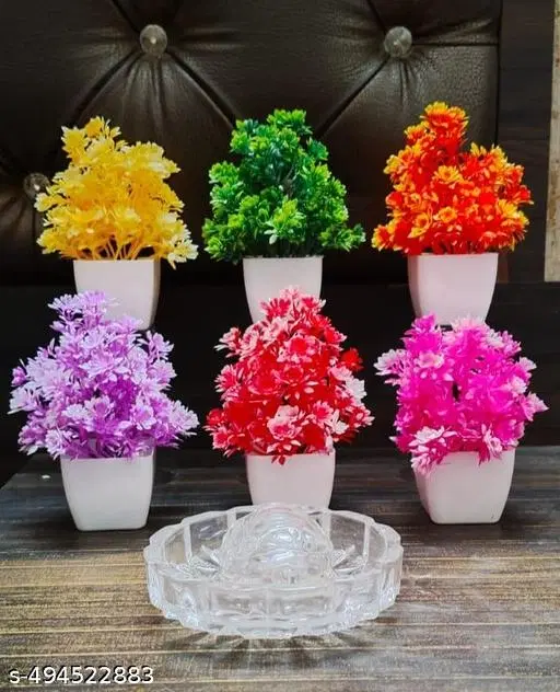 Plastic Artificial Flowers, Multioclor, Pack of 8