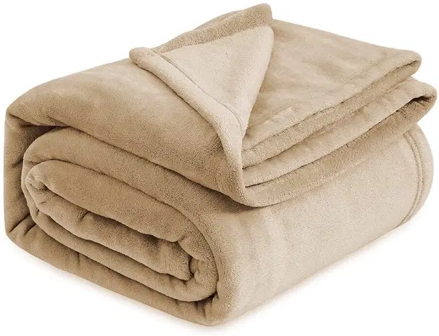Wool Solid Blanket, Beige (225x150 cm)