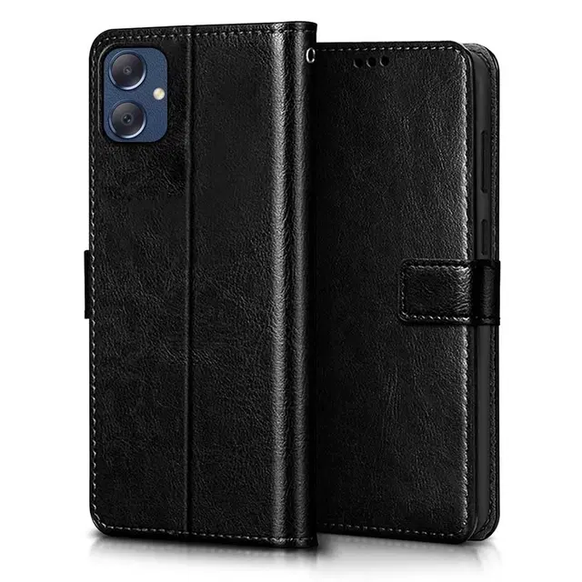 Artificial Leather Mobile Flip Cover for Samsung Galaxy A07 5G (Black)