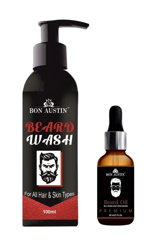 Bon Austin Beard Wash, 100 ml & Beard Oil for Men, 30 ml, Set of 2