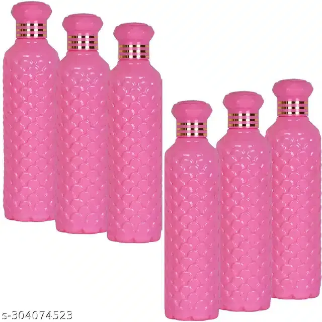 Plastic Water Bottles Set, Pack of 6, Pink, 1000 ml