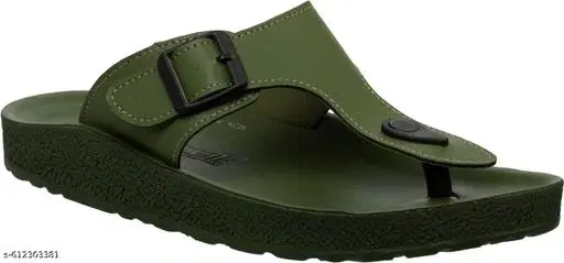 Aerowalk Leather Sliders for Men (Green, 9)