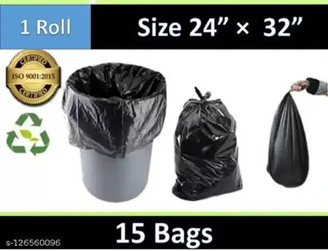 Biodegradable Garbage Bags, Black, 24x32 inches, Set of 1