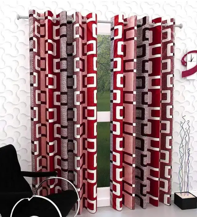 Window Curtains, Pack of 2, Maroon, 5 feet