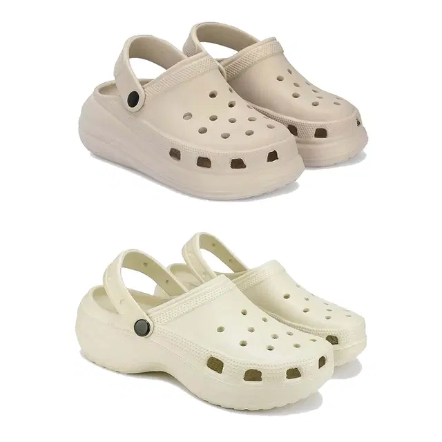 Clogs for Women, Set of 2 (Cream & Beige, 7)