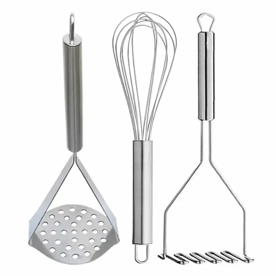 Oc9 Stainless Steel Egg Whisk & Potato Masher For Kitchen Tool Set, Pack Of 2, Oc-197