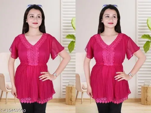 Casual Top for Women (Pink, L)