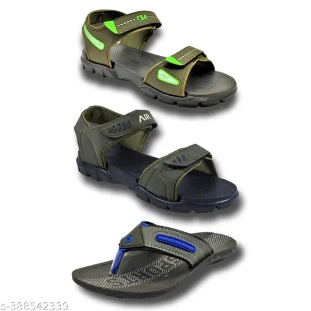 Sandals with Flipflop for Men, Pack of 3 (Multicolor, 7)