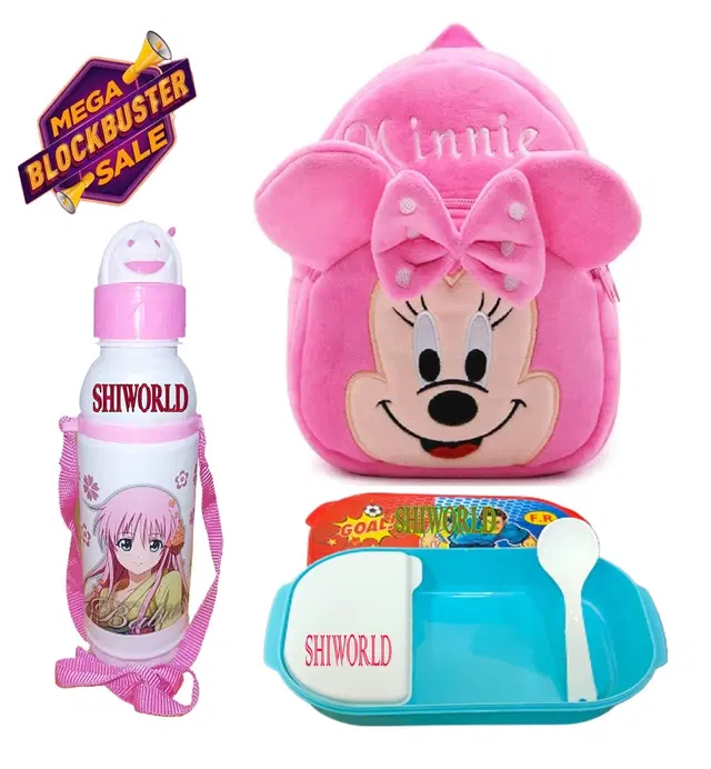Kids Backpacks with Lunch Box & Water Bottle, Multicolor, Pack of 3
