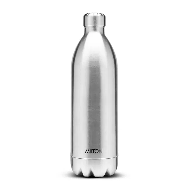 Milton Duo DLX 1800 Thermosteel Water Bottle 1700 ml, 24 Hr Hot and Cold I Leak Proof Lid, ISI Certified I Vacuum Insulated I for Office, Gym, School I Steel Silver
