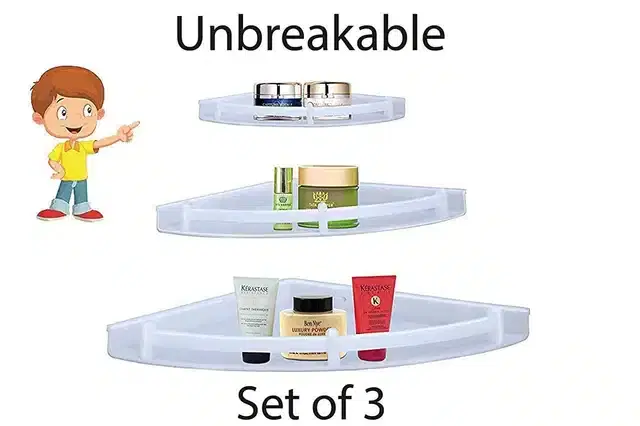 Plastic Bathroom Corner Shelves, Multicolor, Set of 3