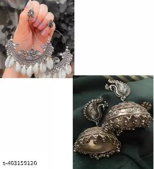 Oxidised Jhumka Earring Combo Pack of 2