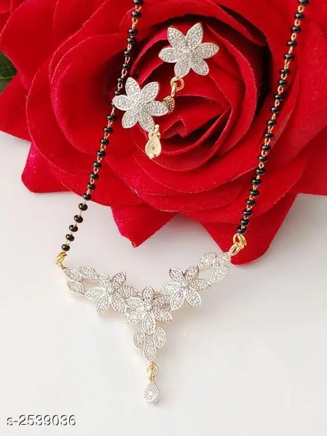 Alloy Mangalsutra with Earrings for Women, Set of 1 (Multicolor)