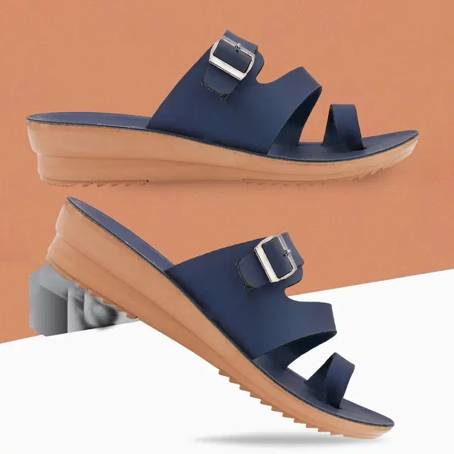 Solid Flatforms for Women (Blue, 5)