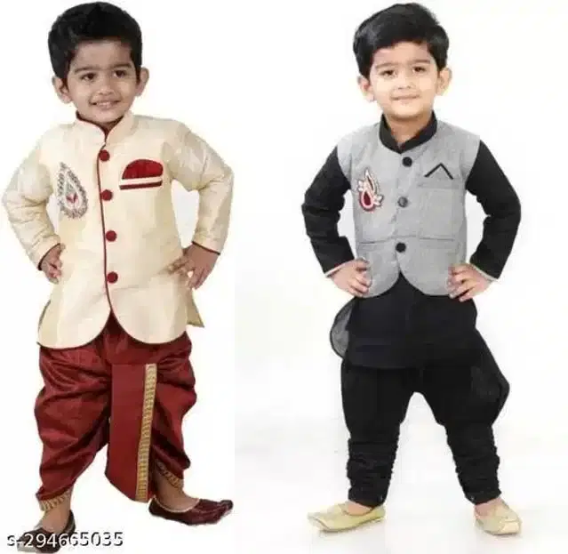 Sherwani Set for Boys, Pack of 2 (Multicolor, 4-5 Years)