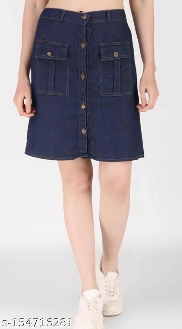 Denim Skirts for Women (Blue, 28)