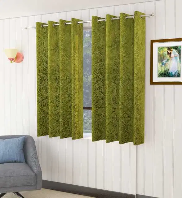 Homefab Velvet Curtains, Green, 5 Feet, HF-234