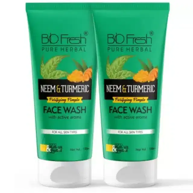 Biofresh Pure Herbal Neem & Turmeric Face Wash , Pack of 2, 120 ml