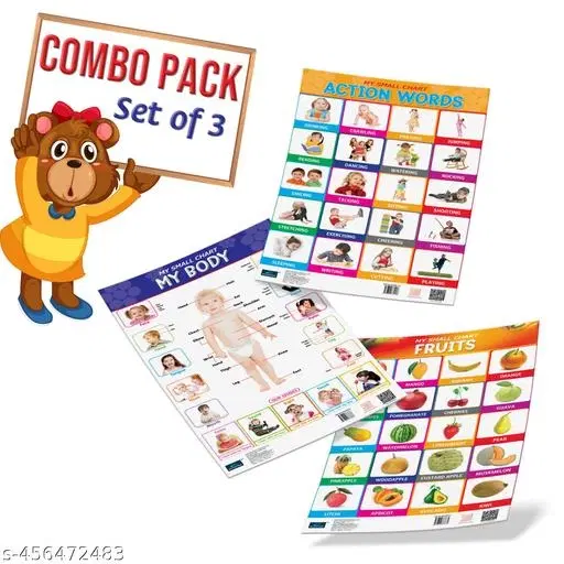 Bookford Publications My small chart Fruits, My Body & Action Words (Set of 3)