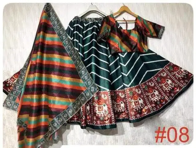 Digital Printed Lehenga Choli for Girls (Green, 3-4 Years)