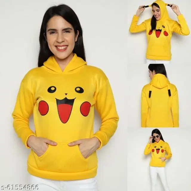 Woolen Hoodie for Women (Yellow, M)