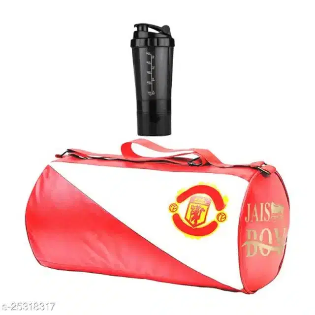 Combo of Gym Bag with Shaker Bottle, 500 ml, Multicolor, Set of 2