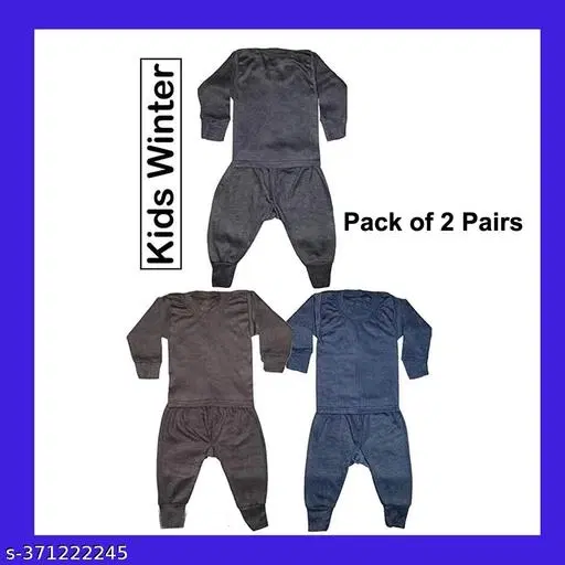 Woolen Thermal Set for Kids, Set of 2 (Multicolor, 0-3 Months)