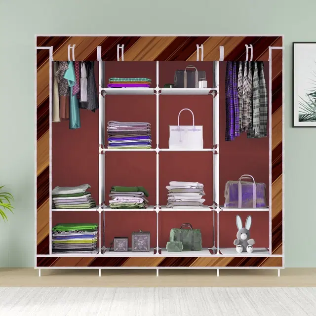 Plastic Printed Collapsible Wardrobe, Gold