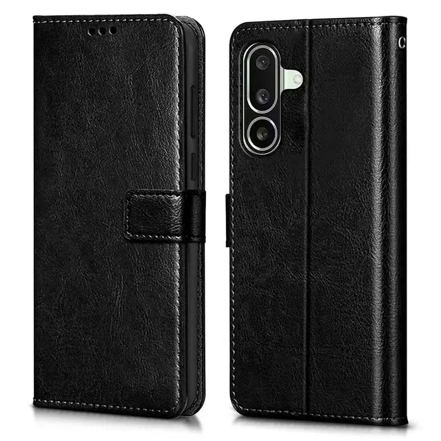 Artificial Leather Mobile Flip Cover for Samsung M36 5G / F36 5G (Black)