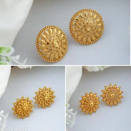 Gold-Plated Earrings/Studs/Bali Combo For Women'S/Girls