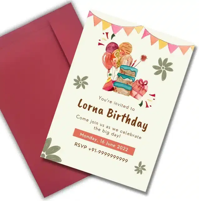 Birthday Party Greetings with Envelope, Multicolor