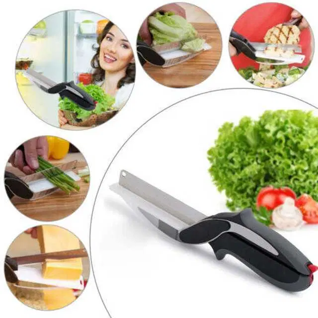 K Kudos Clever Cutter Premium Quality Stainless Steel 2-in-1 Vegetable and Fruit Chopper, Multicolour, KK-04