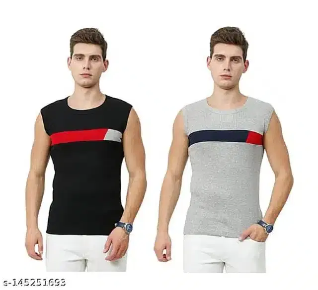 Gym Vests for Men, Pack of 2 (Black & White, XL)