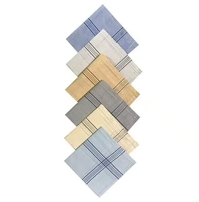 Cotton Blend Handkerchiefs for Men, Pack of 6 (Multicolor, 18x18 cm)