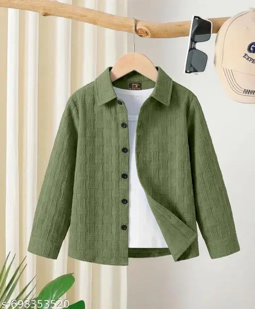 Self Design Cotton Blend Polo for Boys (Mint Green, 5-6 Years)