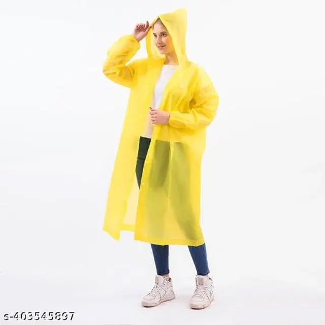 Polyester Rain Coat for Men & Women, Yellow, Free Size