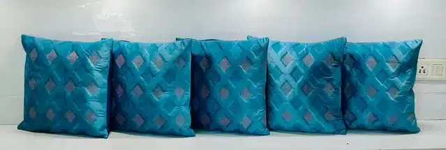 Polyester Cushion Covers Set, Pack of 5, Sea Green, 16x16 Inches