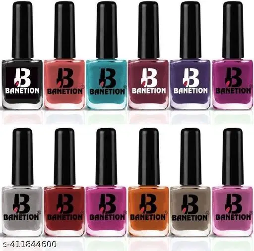 Banetion Matte Nail Polish, Multicolor, Pack of 12
