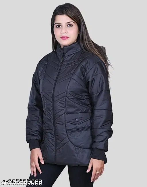 Nylon Jacket for Women (Black, XL)