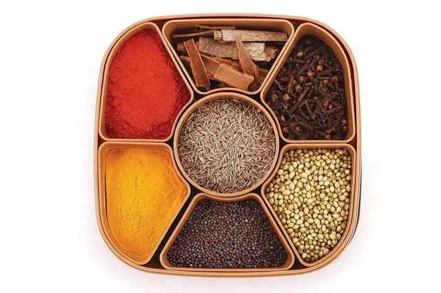 Craftal Plastic Square Spice Box / Masala Dabba, Brown