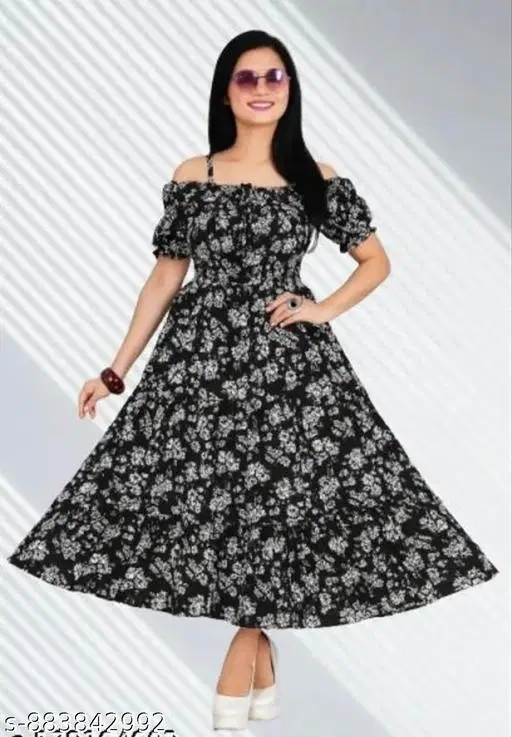 Printed One Piece Dress (Black, XS)
