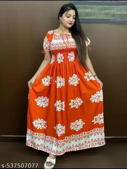 Elegant Gown for Women (Orange, L)