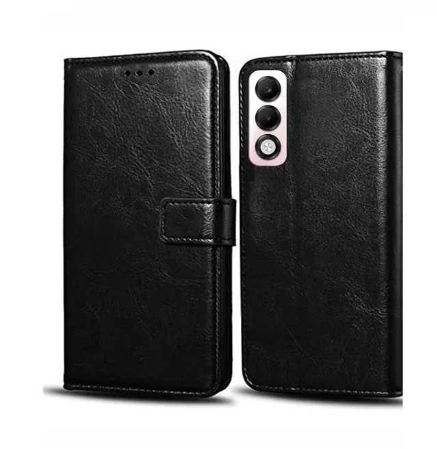 Artificial Leather Mobile Flip Cover for OPPO K13x 5G (Black)