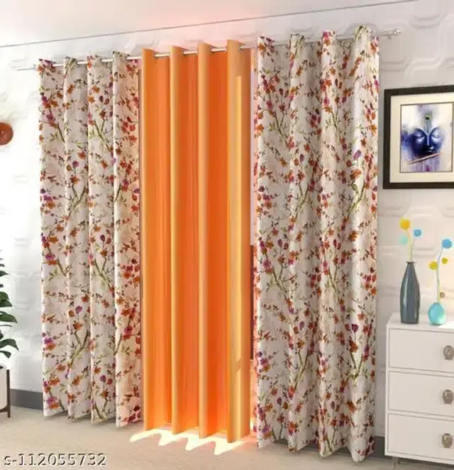 Curtains for Window, Orange, 5 feet, Set of 3
