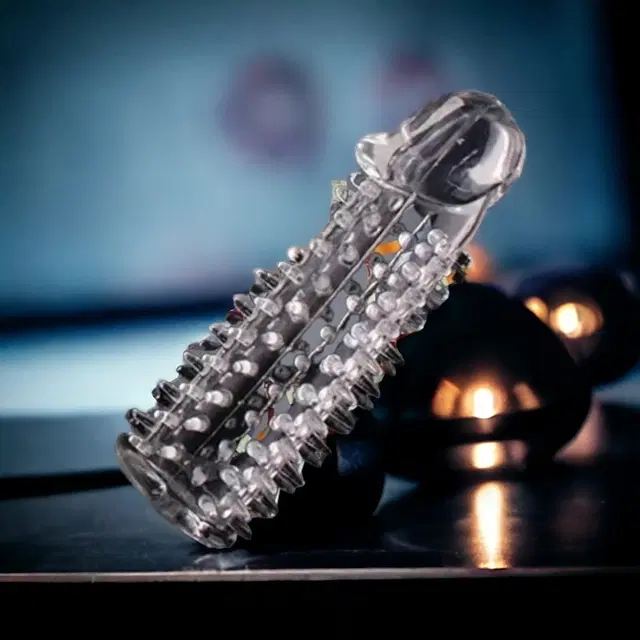 A R Silicone Crystal Dotted Condom for Men, Transparent