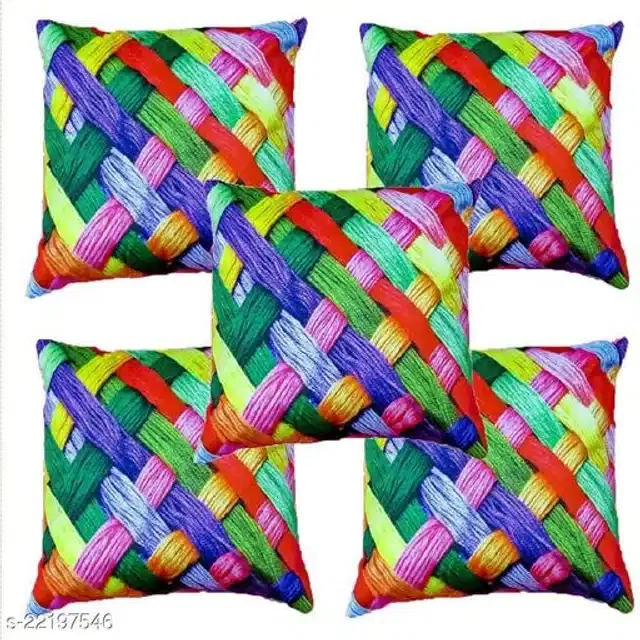 Cushion Cover for Home, Multicolor, 16x16 inches, Pack of 5