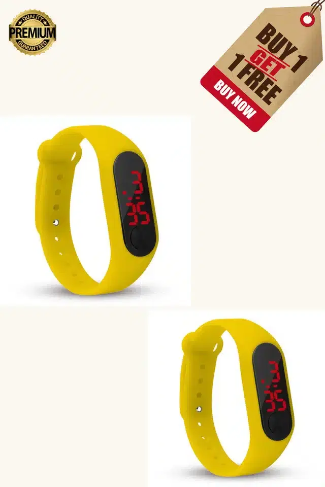 Digital Watch for Kids, Pack of 2 (Yellow)