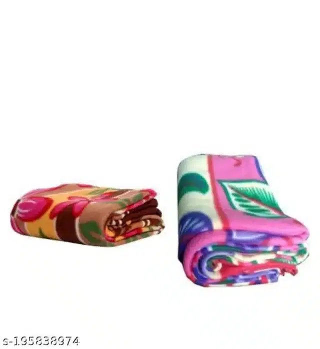 Fleece Blanket, Multicolor, 86x56 inches, Pack of 2
