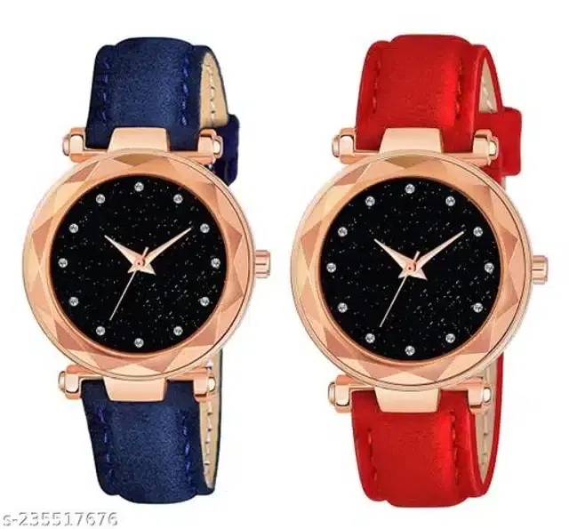 Analog Watch for Women, Pack of 2 (Multicolor)
