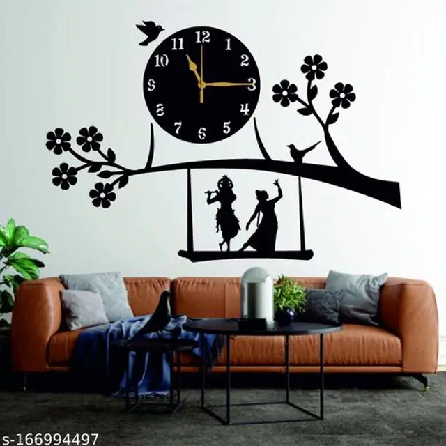 Wooden Wall Clock for Home, Black